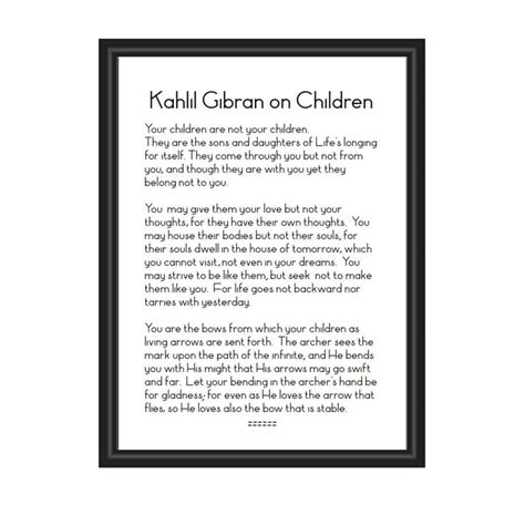 On Children By Kahlil Gibran Poem Inspirational Saying Wall Etsy