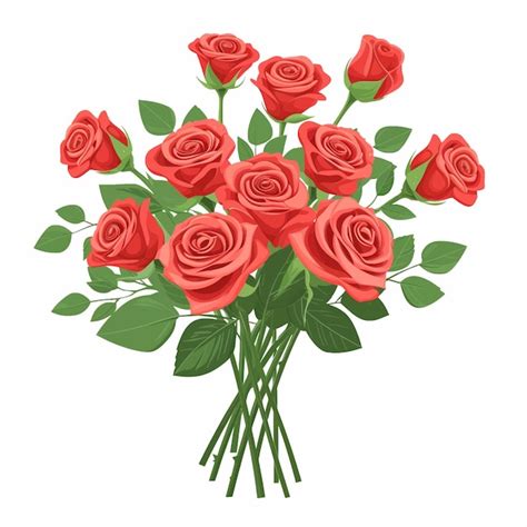 Premium Vector Bouquet Of Red Roses Valentines Day