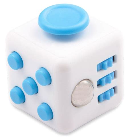 Кубик-антистресс "Fidget cube" с кнопками (Фиджет куб) бело-голубой ...