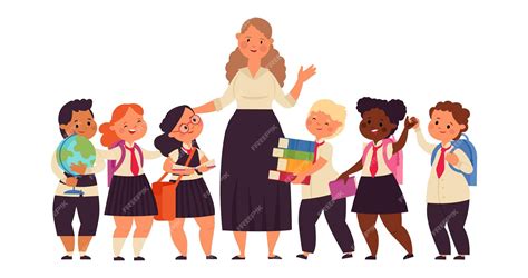 premium vector happy kids  teacher student college teacher
