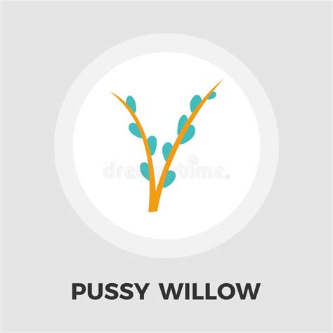 Pussy Willow Icon Flat Stock Vector Illustration Of Primrose
