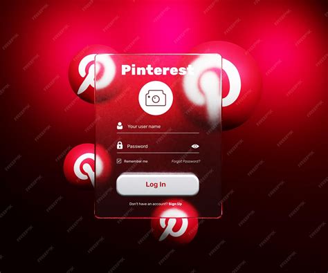 premium psd pinterest login form template  glass morphism effect