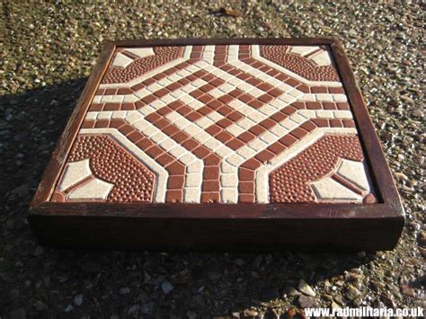 Original Old German Floor Tile With Swastika In Oak Frame Best German