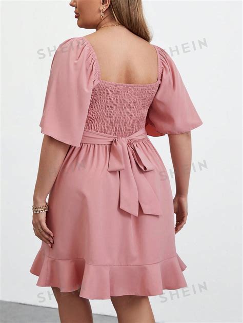 SHEIN Privé Plus Size Primavera e Verão Cor sólida Vestido elegante e