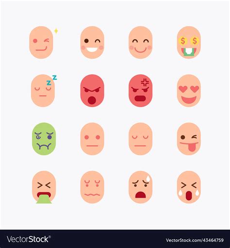 Emoji face flat color icons set on a white Vector Image