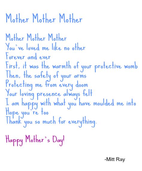 Mother's Day Poem: Mother Mother Mother