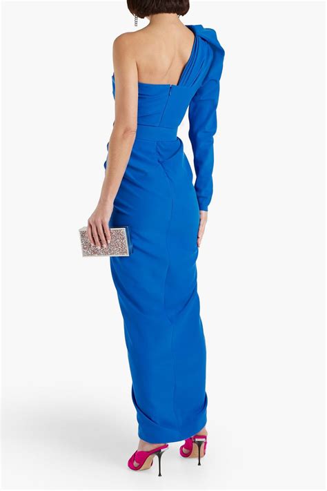 Rhea Costa One Sleeve Wrap Effect Crepe Maxi Dress The Outnet