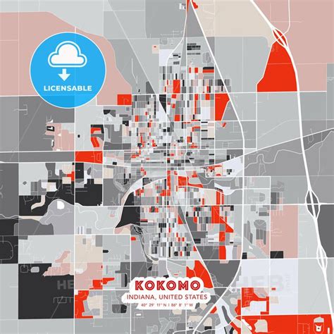 Kokomo Indiana United States Modern Art Map Kokomo Street Map