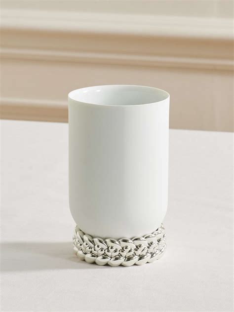 Christofle Babylone Small Silver Plated Porcelain Vase Net A Porter