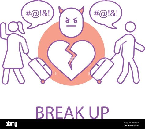 Couple Break Up Concept Icon Relationships Breakdown Idea Thin Line