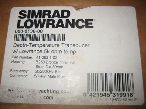 Airmar Lowrance Simrad B Bl W Kw Thru Hull Bronze Transducer W