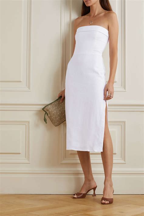 Reformation Marcella Strapless Linen Midi Dress Net A Porter