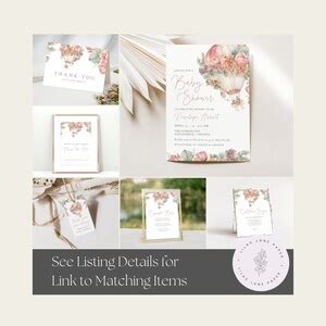 Pink Hot Air Balloon Baby Shower Invitation Editable Template Pink Baby Shower Invite Printable