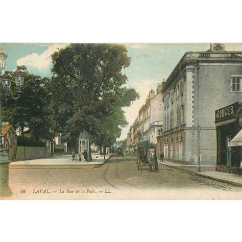 Cpa Laval Commerce Singer Rue De La Paix Et Caserne Schneider