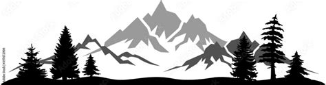 Mountain Tree Landscape Silhouette Vector Stock Vector | Adobe Stock