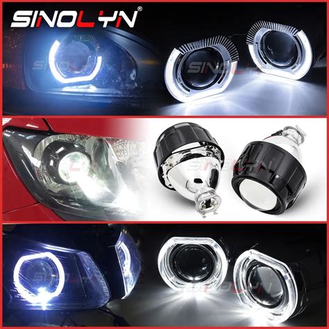 Sinolyn LED Angel Eyes Bi Xenon Projector For H7 H4 Headlight Lenses 2