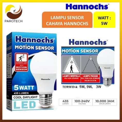 Jual Hannochs Led Motion Sensor Bohlam 5 9 13 Watt Lampu Sensor Gerak