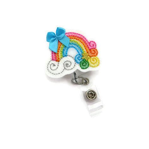 Rainbow Badge Reel Cute Bright Rainbow Id Name Badge Reel Etsy Uk