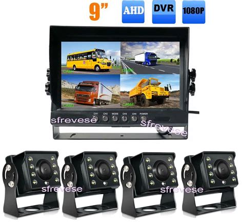 9 Ahd Ips 4ch Quad Split Car Rear View Dvr Monitor 4x Ahd 1080p 4pin