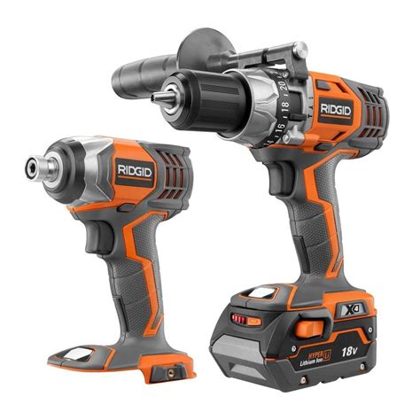 RIDGID X4 18-Volt Lithium-Ion Cordless Hammer Drill/Driver and Impact Driver Cordless Combo Kit ...