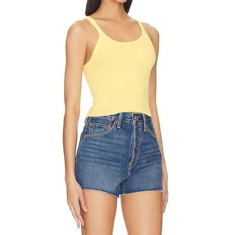 Redone Tops New Redone Cropped Ribbed Tank In Yellow Poshmark