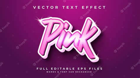 Efecto De Texto Rosa 3d Eps Completo Editable Vector Premium