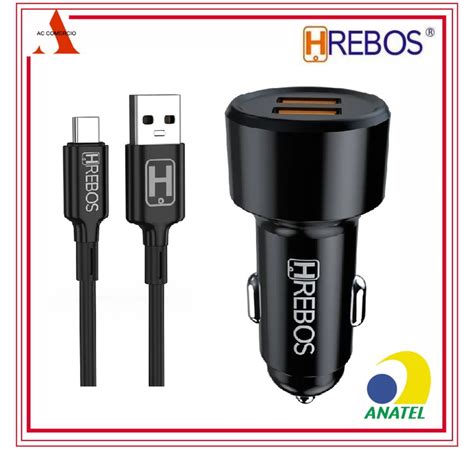 Carregador Veicular Turbo X Usb A Cabo Tipo C Escorrega O Pre O