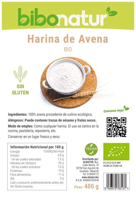 Harina de Avena bio Bibonatur Superalimentos Ecológicos