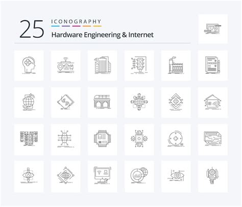 Paquete De Iconos De L Neas De Ingenier A De Hardware E Internet Que