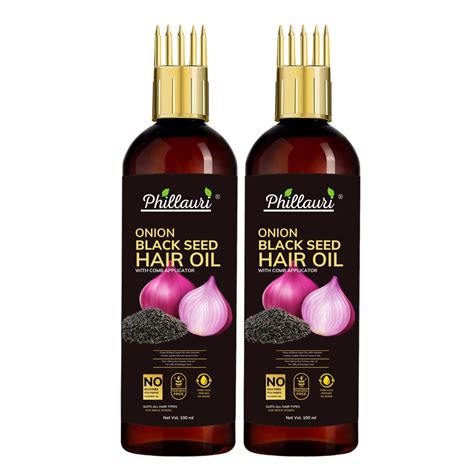 Buy Phillauri Black Seed Onion Hair Oil WITH COMB APPLICATOR For Hair