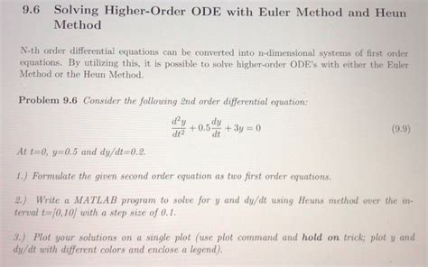 Solved Solving Higher Order Ode With Euler Method And Chegg