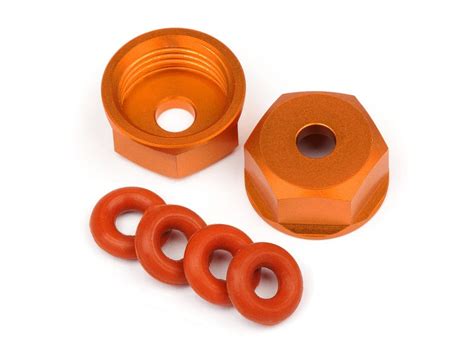 108071 ALUMINUM BOTTOM SHOCK CAP ORANGE 2pcs