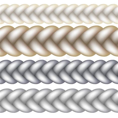 Plaits And Braids Pattern Brushes Knitting Braided Ropes Vector Isolated Collection Stock