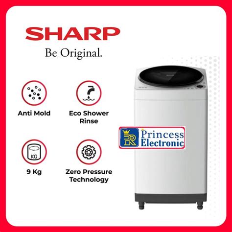 Jual SHARP Mesin Cuci Top Loading Megamouth 9 KG ES M909T GG Di Lapak