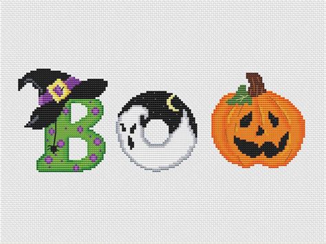 Halloween Cross Stitch Pattern Boo Cross Stitch Pdf Small Etsy