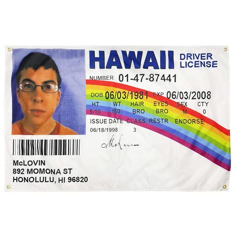 Buy WYFGL 3×5 FT McLovin Fake ID Driver License with 4 Brass Grommets ...