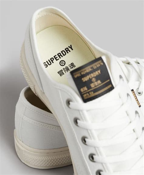 Mens Vegan Canvas Low Top Trainers In Ecru Superdry Uk