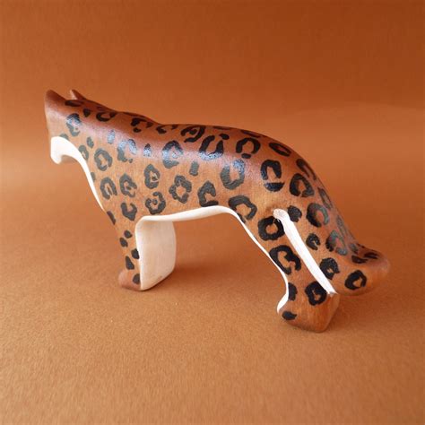 Wooden Jaguar Toy Wooden Jaguar Figurine Wild Animals Natural Etsy