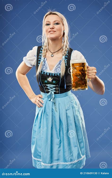 Blonde German Girl With Beer Stock Photo Image Of Barley Foam