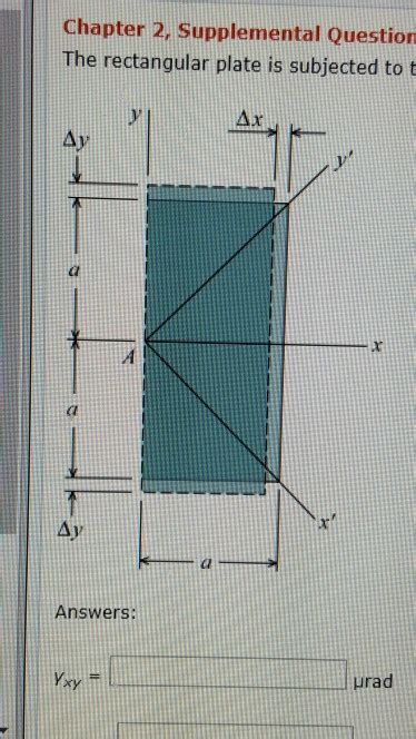 Solved The Rectangular Plate Is Subjected To The Deformation Chegg