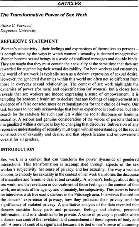 The Transformative Power Of Sex Work Alissa C Perrucci 2000