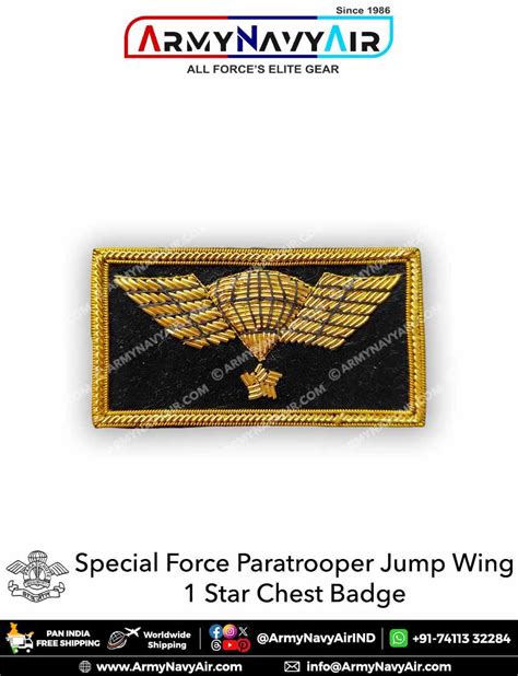 Buy Sf Parachutist Paratrooper Hand Crafted Zari Embroidery Jump Wings