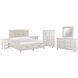 Willowbrook Egg Shell White Queen Upholstered Panel Storage Bed From