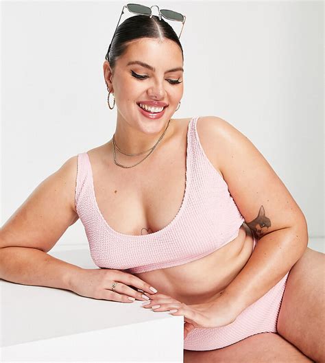 Peek Beau Curve Exclusive Mix And Match Crop Bikini Top In Pink