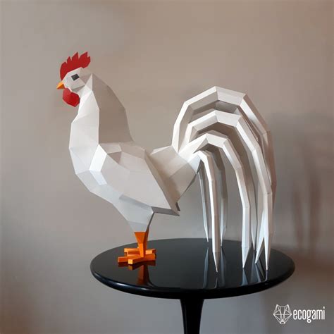 Rooster papercraft 3D template