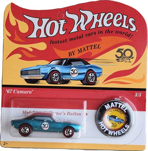 Amazon Hot Wheels 67 Camaro 50th Anniversary Button Toys Games