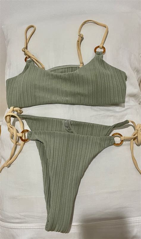Mint Green Bikini Women S Fashion Swimwear Bikinis Swimsuits On Carousell