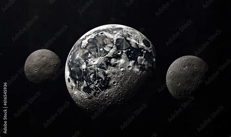 three phases of the moon are shown in black and white. generative ai ...