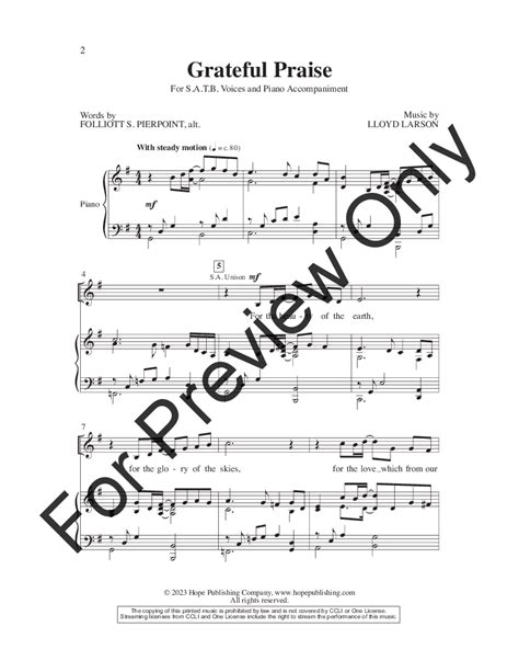 Grateful Praise SATB By Lloyd Larson J W Pepper Sheet Music