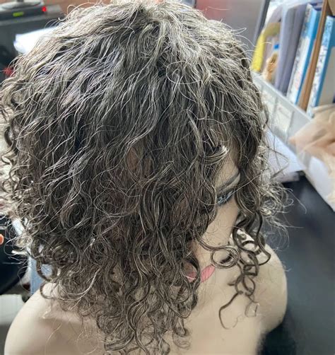 Breathable Salt And Pepper Curly Gray Human Hair Wig With Short Wavy